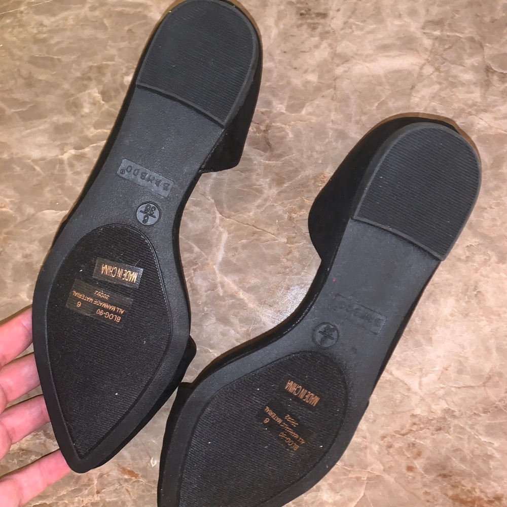 Black pointed toe slide on work or casual shoes